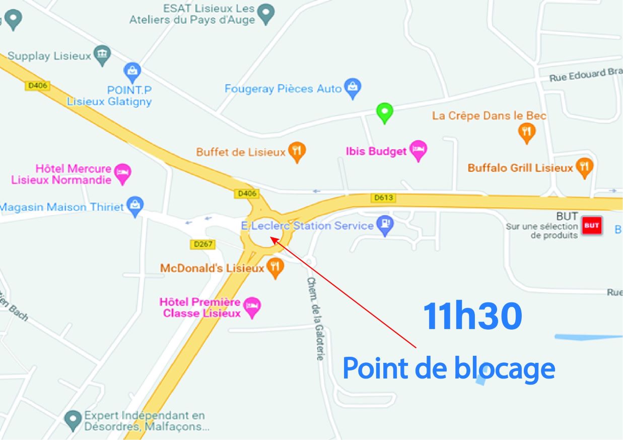 Parcours manifestation à Lisieux le 23 mars 2023